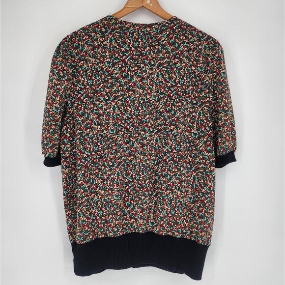 Vintage Floral Button Front Blouse Black Trim Size 20 Made in USA - Picture 12 of 12